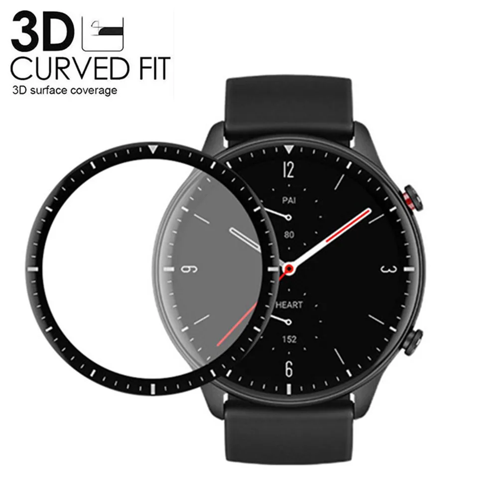 

3D Curved Edge Protective Film for Xiaomi Huami Amazfit GTR 2 2e GTR 3 Pro Full Coverage Soft HD Screen Protector Film