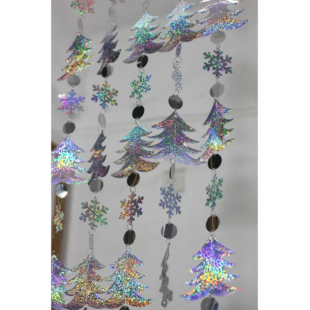 Рождественская новогодняя декоративная занавеска из ПВХ с блестками