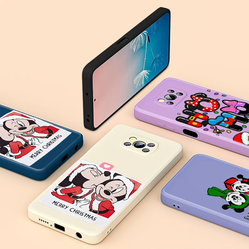 

Mickey Minnie Christmas For Xiaomi Poco 6 CC9 A3 Lite Mix 3 4 X3 NFC X2 M2 C3 M3 Pro F3 GT Liquid Silicone Phone Case