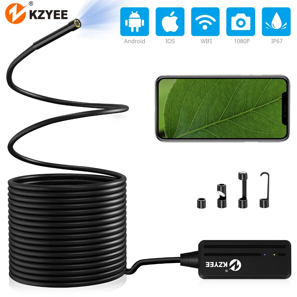 Беспроводной Эндоскоп KZYEE 10 м 1200P HD Wi Fi камера бороскоп для осмотра 2 0 мегапикселей