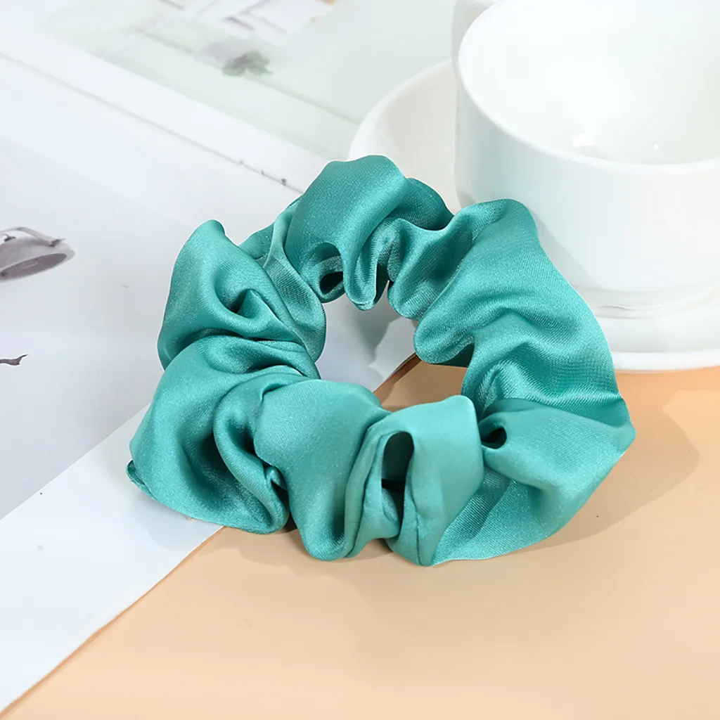 Mint Green Атласные резинки для волос женские эластичные резинки для волос головные уборы для девушек яркий цвет Шелковый конский хвост держатель аксессуар для волос# L - Цвет: Mint Green