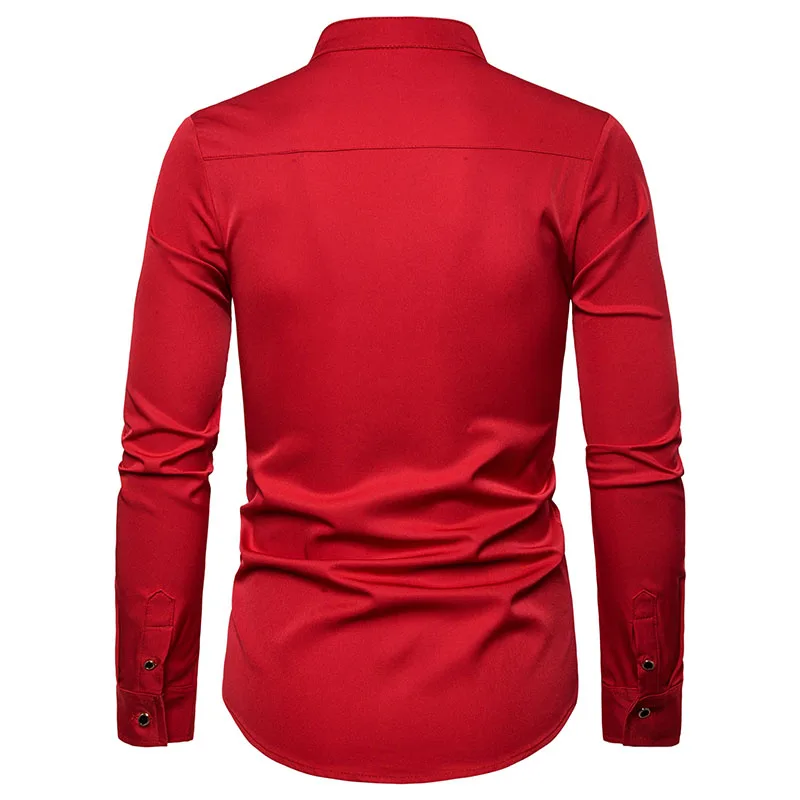 Loldeal Мужская традиционная хлопковая рубашка-цвет блок/графический вышитый