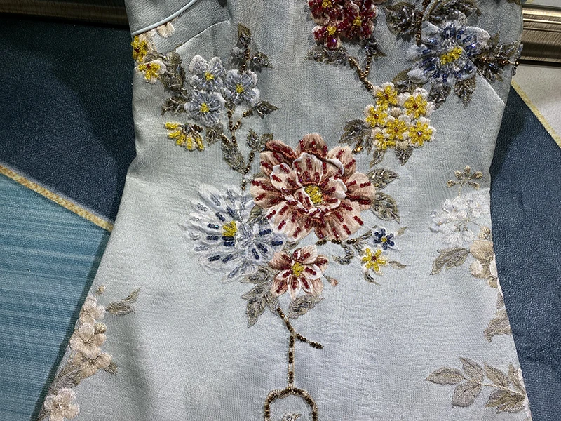 MIUXIMAO роскошное осеннее платье 2020 праздничное с цветами бриллиантами выше колена