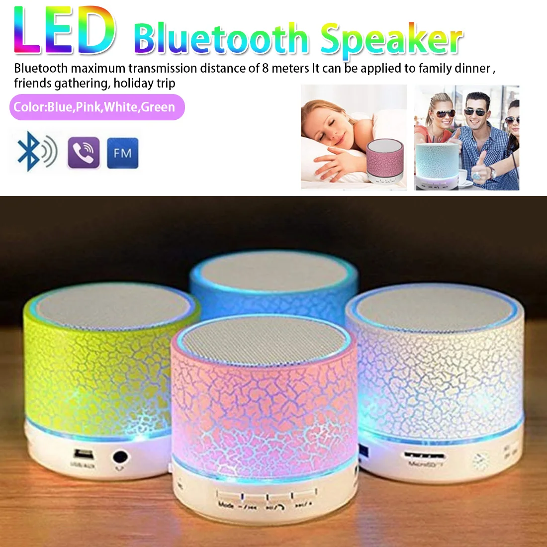 Bluetooth Колонка A9 беспроводная со светодиодной подсветкой|Портативные колонки| |