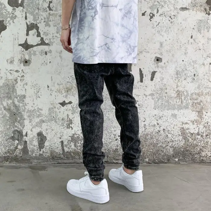 Мужские джинсовые брюки с карманами в стиле ретро обтягивающие Стрейчевые