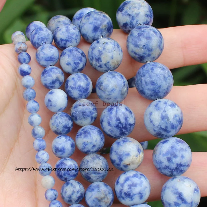 

Fctory Price Natural Blue Spot stone Round Beads 15''/ Strand 4-14MM Pick Size For Jewelry Making
