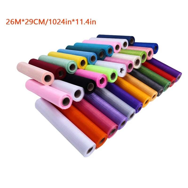 25 м X 29 см DIY отвесный органза рулон тюль для стула пояса банты настольная дорожка