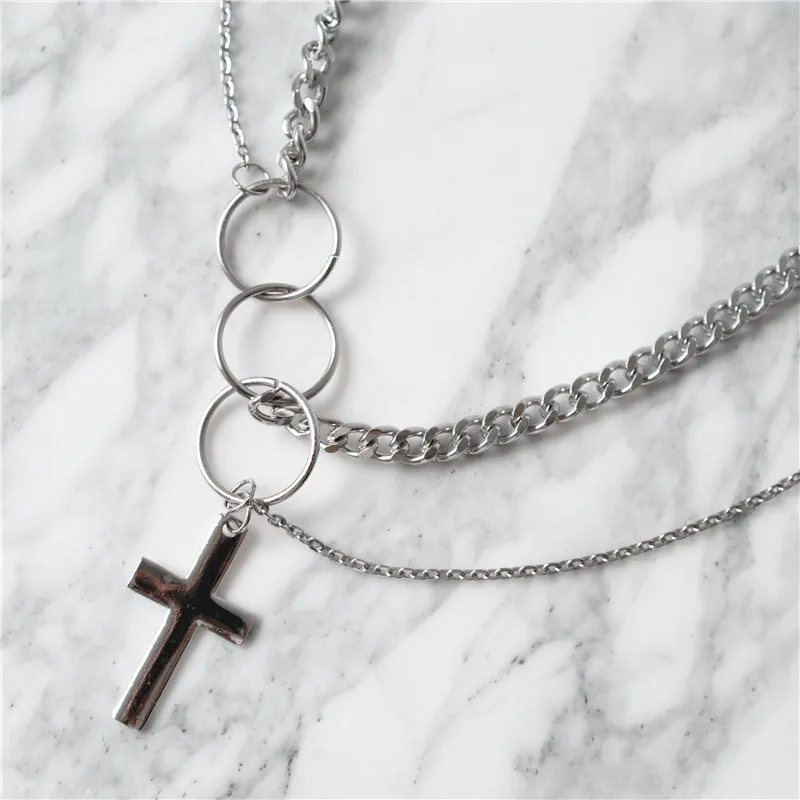 Модные футболки в стиле хип хоп с тренд многослойное ожерелье цепочка на свитер