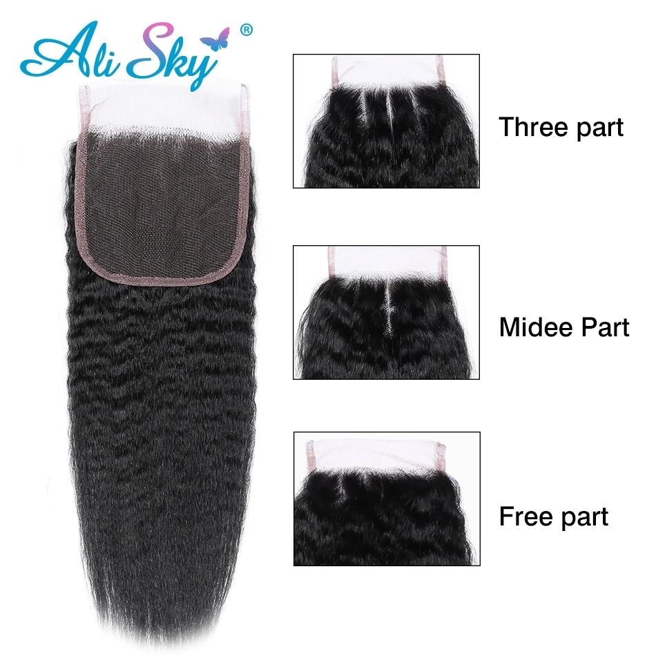 Alisky, перуанские кудрявые прямые пряди, 5*5, человеческие волосы Remy для наращивания, волосы, 3 пряди, волосы с застежкой