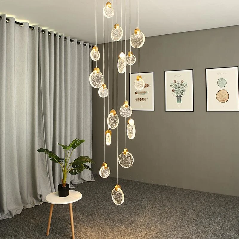 Длинная Люстра для лестницы роскошная хрустальная лампа двуспальный светильник