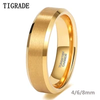 tigrade gold plated wedding ring for women 468mm wide brushed tungsten mens ring luxury anniversary jewelry for couple gift