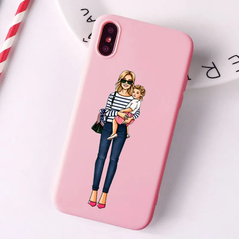 Модный чехол для девушек мамы iPhone 11 PRO MAX XR XS 8 7 6s Plus силиконовый розовый телефона