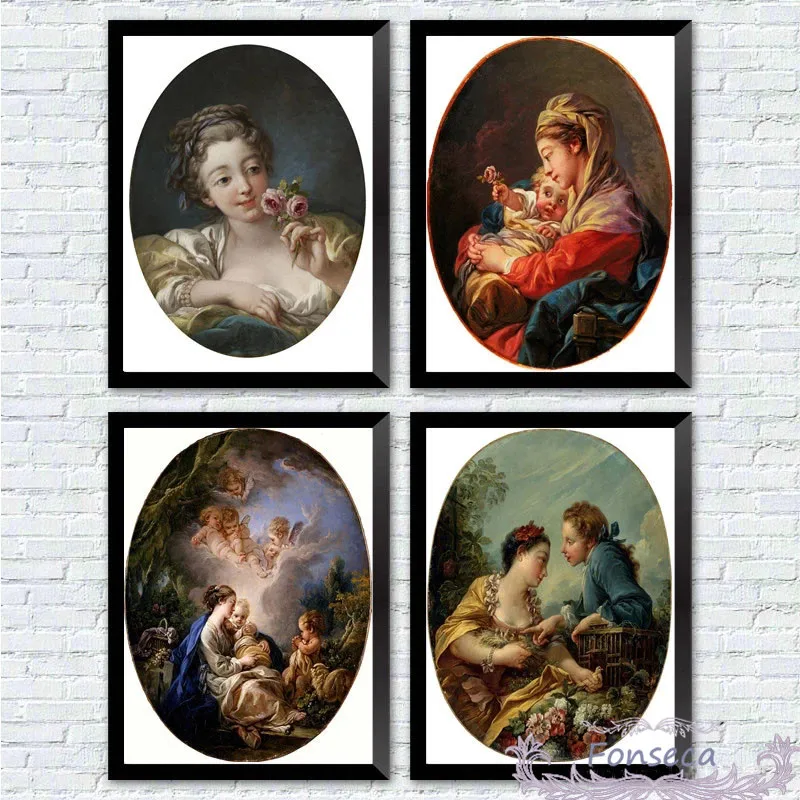 

Classical European Palace Style Pregnant Women Baby Canvas Paintings Dame Poster Printed On Cotton Wall Art Picture Decoration