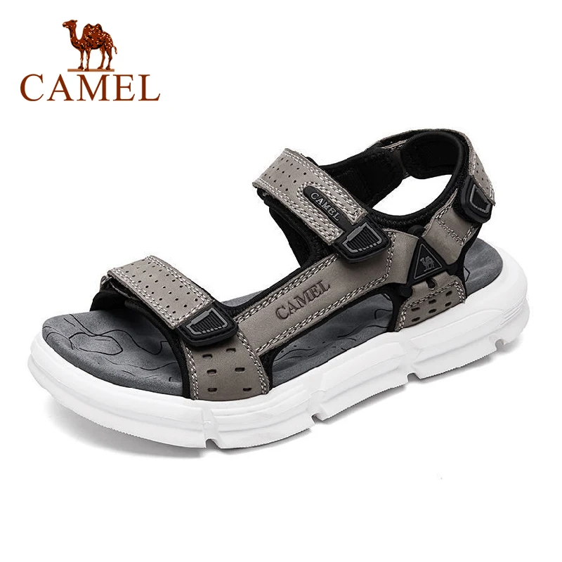 

Мужские уличные сандалии CAMEL из натуральной кожи, модная повседневная Нескользящая дышащая износостойкая пляжная обувь, мужские сандалии, ...