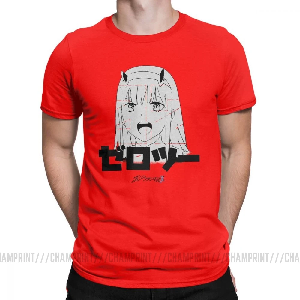 Darling In The Franxx Zero Two аниме футболка "Манга" человек короткий рукав стильная футболка с круглым вырезом Топы из чистого хлопка Графические футболки - Цвет: Красный