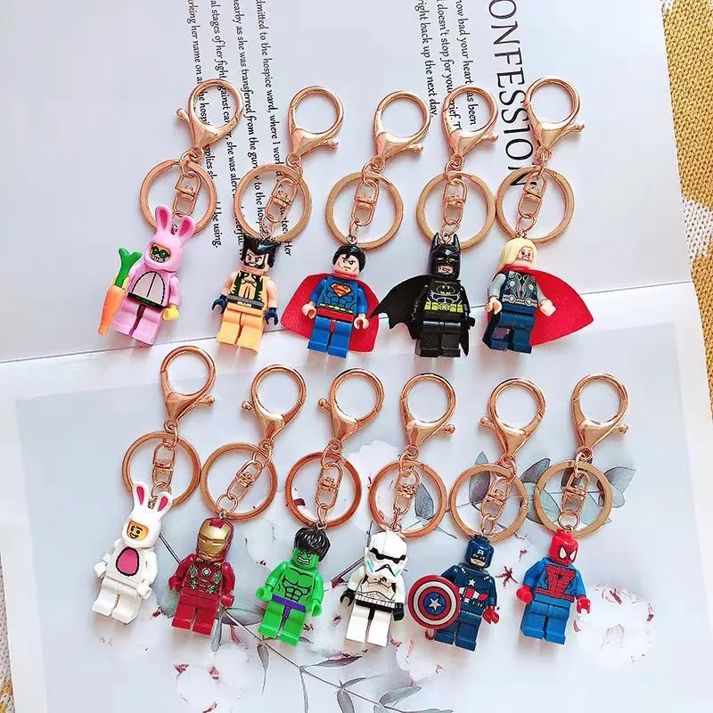 Строительные блоки для детей милый брелок ключей DIY ручной работы белый воин