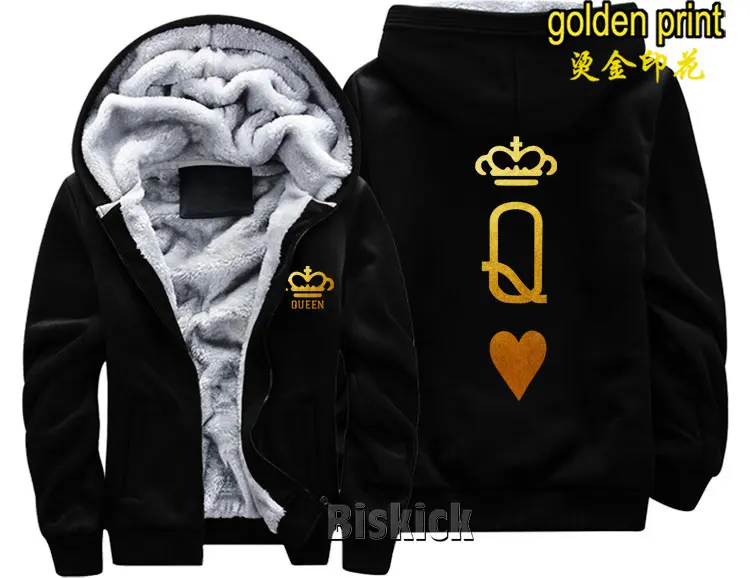 Модное теплое толстое пальто с принтом king queen для мужчин и женщин Зимняя Теплая