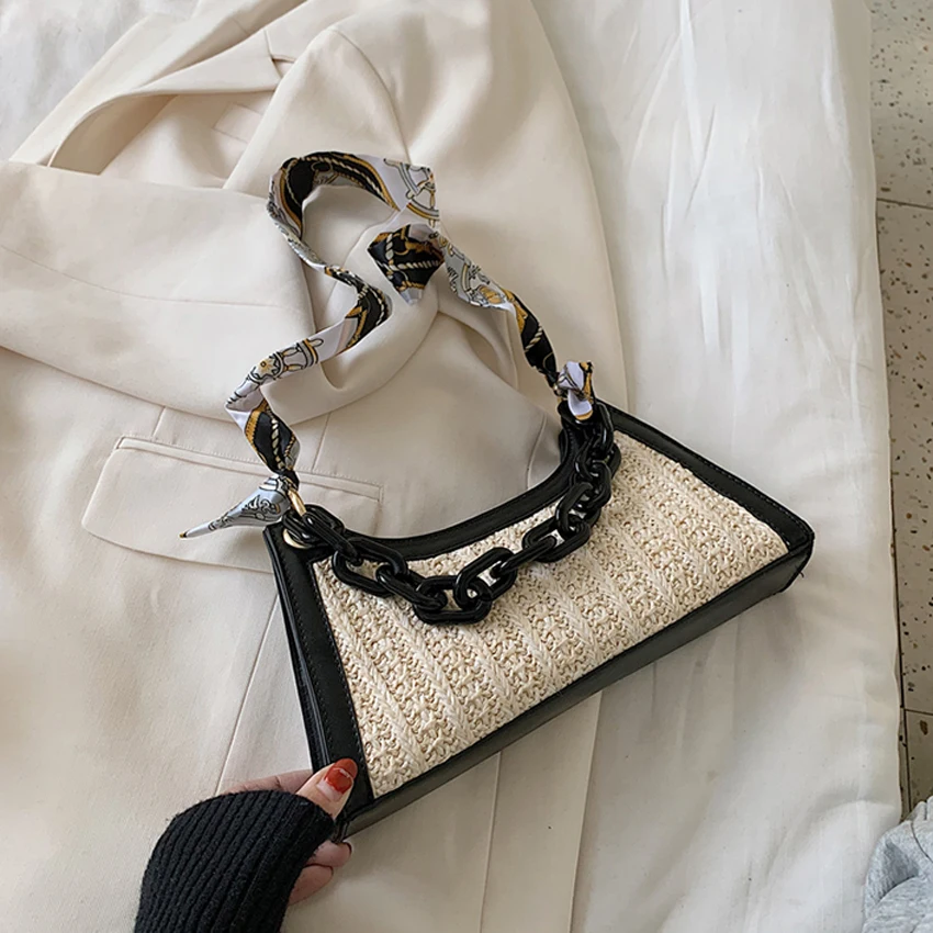 Женская соломенная сумка-мессенджер TOYOOSKY повседневная однотонная сумка из