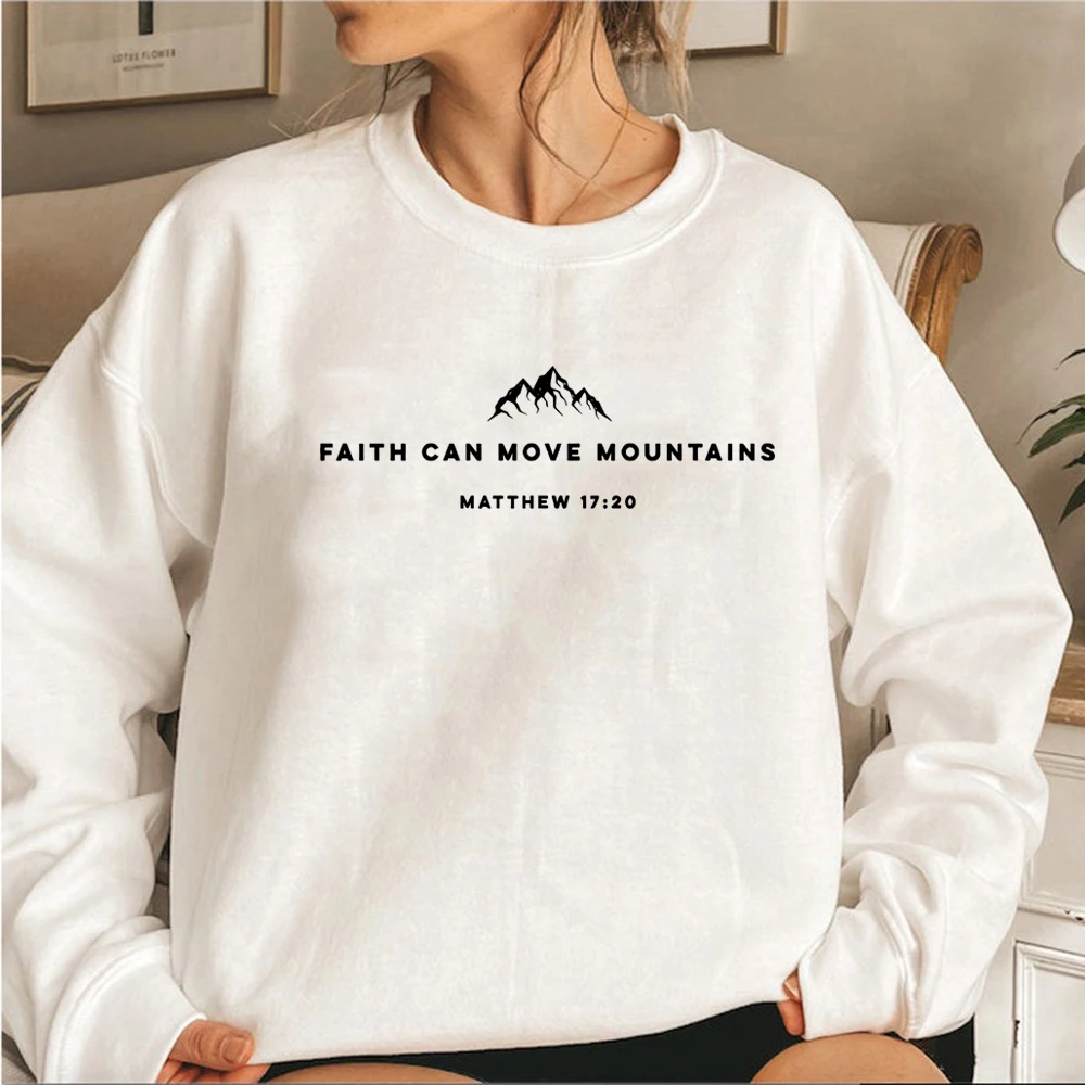 

Faith Can Move Mountains Letter Printed Hoodies Women Streetwear Hoodies Fashion Pullovers Harajuku Sweatshirts Girls Tracksuits