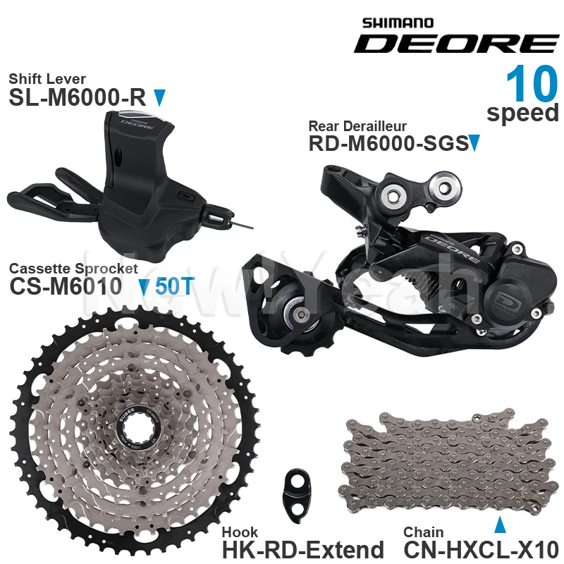 SHIMANO DEORE 10 Speed Groupset M6000 Shifter Rear derailleur and High Quality Cassette Sprocket 42T/46T/50T Chain - купить по