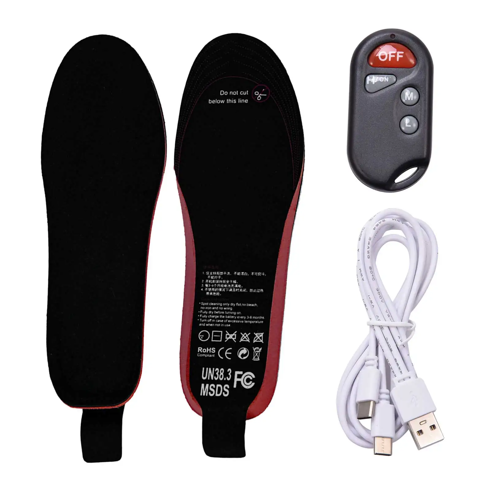 

3 Temperature Levels Rechargeable Heated Insole USB Remote Control Wireless Foot Warmer Comfortable Can Be Cut Heated Insole