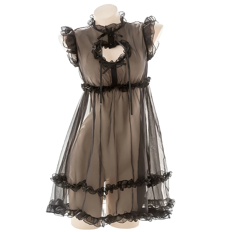 Винтажное черное платье с высоким воротником соблазнительное вечернее оборками