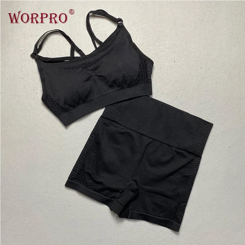 Женский тренировочный комплект для йоги из 2 предметов спортивный бюстгальтер на