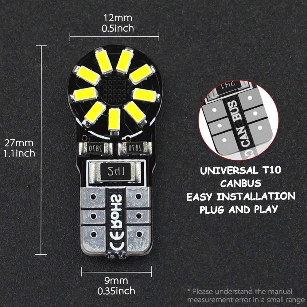 Светодиодная парковочная лампа T10 W5W SMD3014 автомобильный габаритный фонарь с
