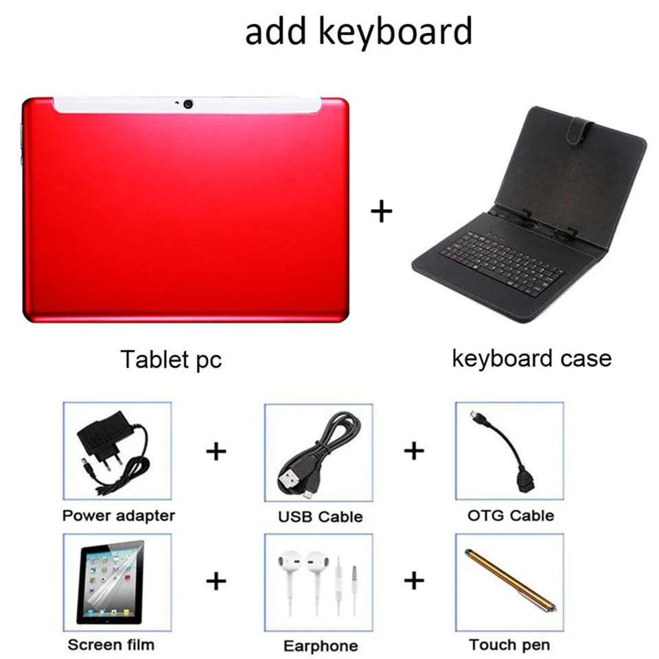 add keyboard Настоящий Дека ядро 10 дюймов планшет 10,1 дизайн 4G Телефонный звонок Android 7,0 10 ядер планшет дети 4G+ 64G планшетный ПК 7 8 9 10 - Комплект: add keyboard