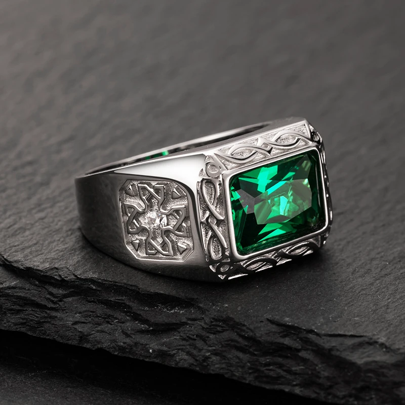 Valily Green CZ вырезка цветок унисекс Пара Кольца Настоящее серебро винтажные кольца Стерлинговое Серебро 925 для женщин и мужчин США Size7-13