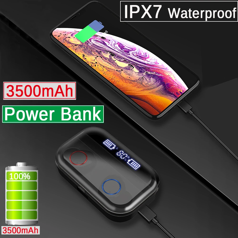 

X11 Wireless Earphone Bluetooth 5.0 Led Display Touch Sport Stereo Headset Power bank 2019 New Mitvaz TWS BLACK WHITE in stock