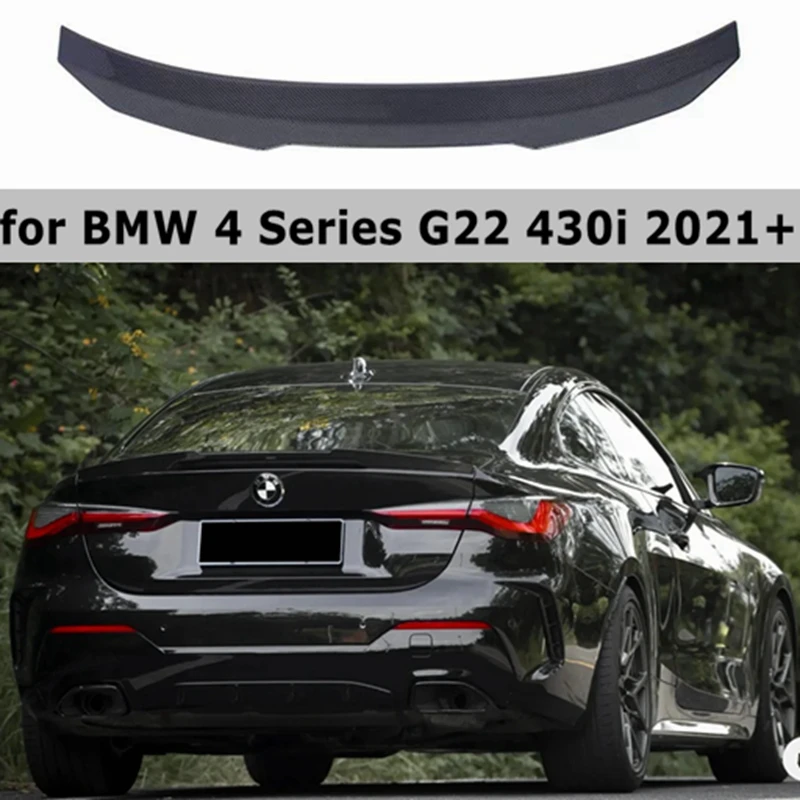 

PSM style for BMW 4 Series G22 430i 2doors 2020 2021+ car trunk Real carbon fiber bright black FRP spoiler lip