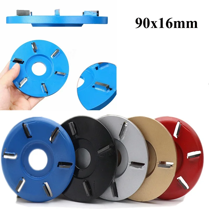 

1pcs 90x16mm 3/4/5/6 Teeth Power Wood Carving Cutter Disc Milling Attachment Bore Arc/Flat For Hand Grinder Angle Grinder