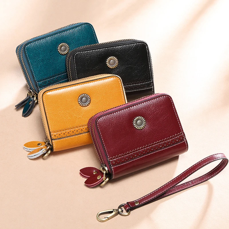 

Genuine Leather Wallet Women's Purse Mini Wallets Multi-Function Female Card Holder Clutch Bags Coin Purses 2021 New fashion