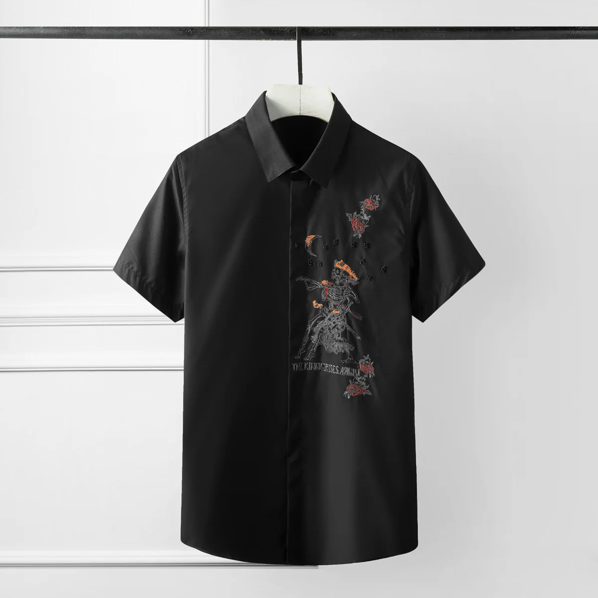 Летние роскошные мужские рубашки с вышивкой и коротким рукавом Camisa Masculina размера