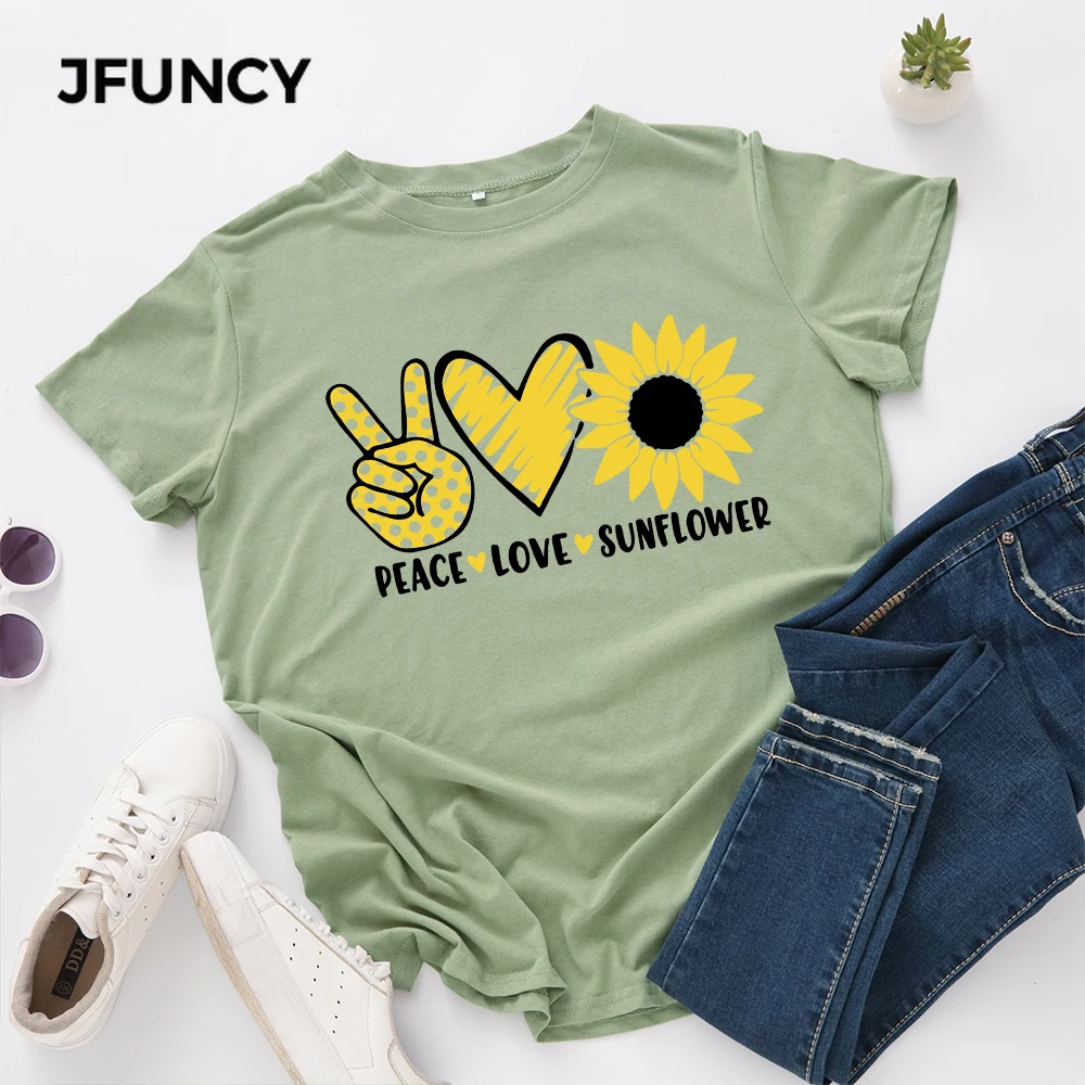 JFUNCY  S-5XL Women T-shirts Female Short Sleeve Tee Tops Print Woman Casual Tshirt 2020 Summer Cotton women t shirt