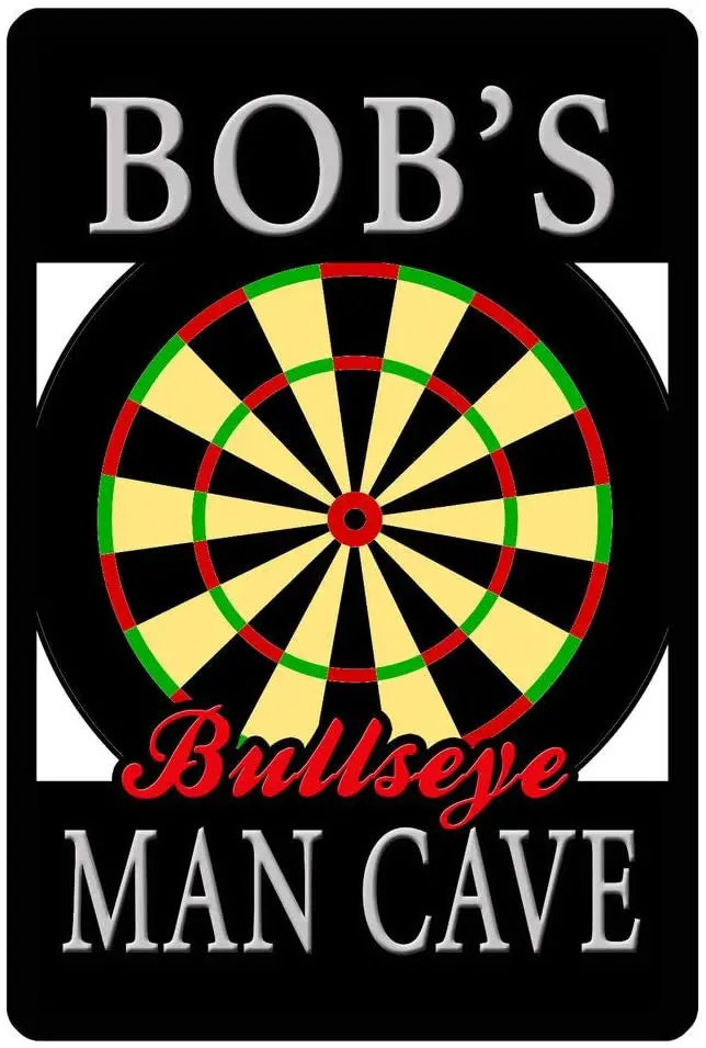 

Personalized Darts Mancave Sign Your Name Darts Game Room Quality Aluminum Metal Signs 12" x 18"