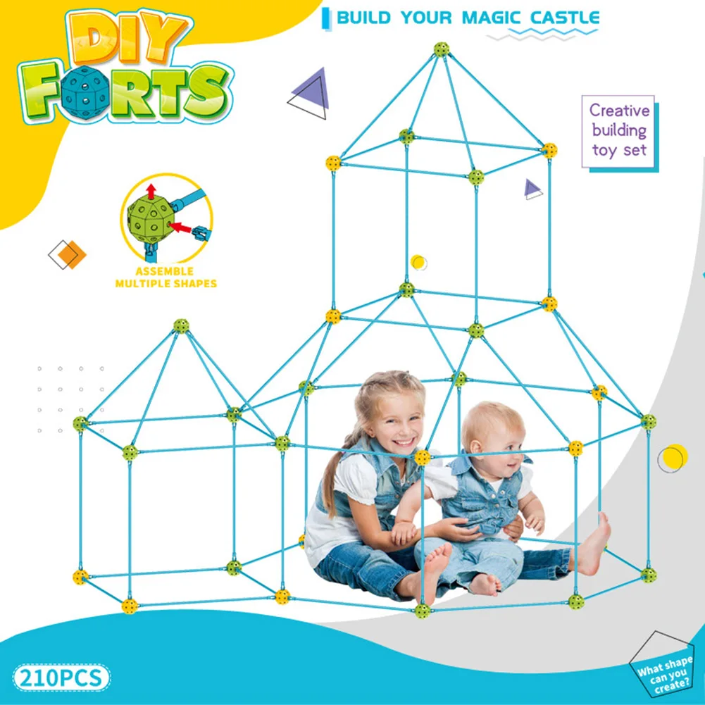 

Kids Construction Fort 3D Building Castles Block Model Indoor Tents Kit Play House Assemble for Children Birthday Gift