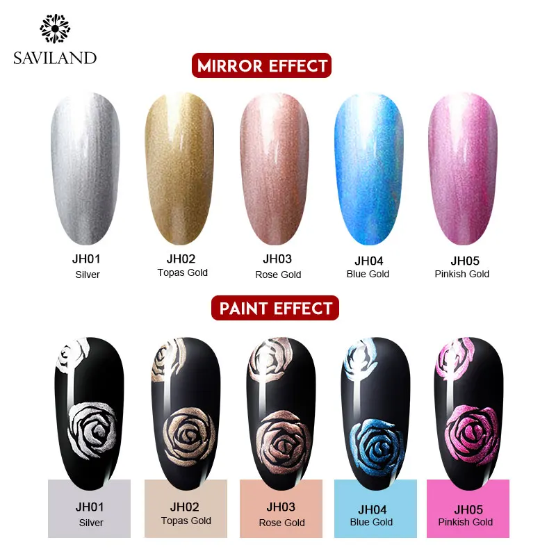 SAVILAND 3D Рисунок металлик гель лак для ногтей 6 мл рисунок Золотой Серебряный