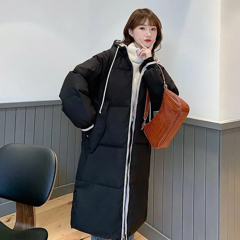 

Down Padded Cotton Jacket Women Winter Thickened Padded Jacket Coat Korean Style Female Medium Length Padded Jackets Hooded Coat