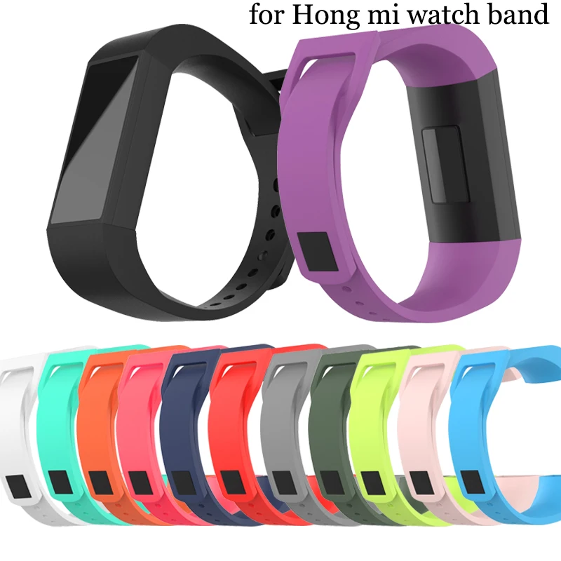 

13 colors 21mm Wrist Strap Belt Silicone for Hong mi band Silicone Wristband for Hong mi Smart Bracelet for Hong mi Accessories