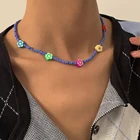 SHIXIN богемные маленькие бусины с цветными цветами ожерелье-чокер для женщин Простые короткие ожерелья Модные ювелирные изделия 2021 женский подарок