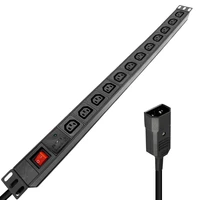 pdu cabinet power strip 12ways iec c13 female socket switch spd surge protection 4000w 2meters extension cable
