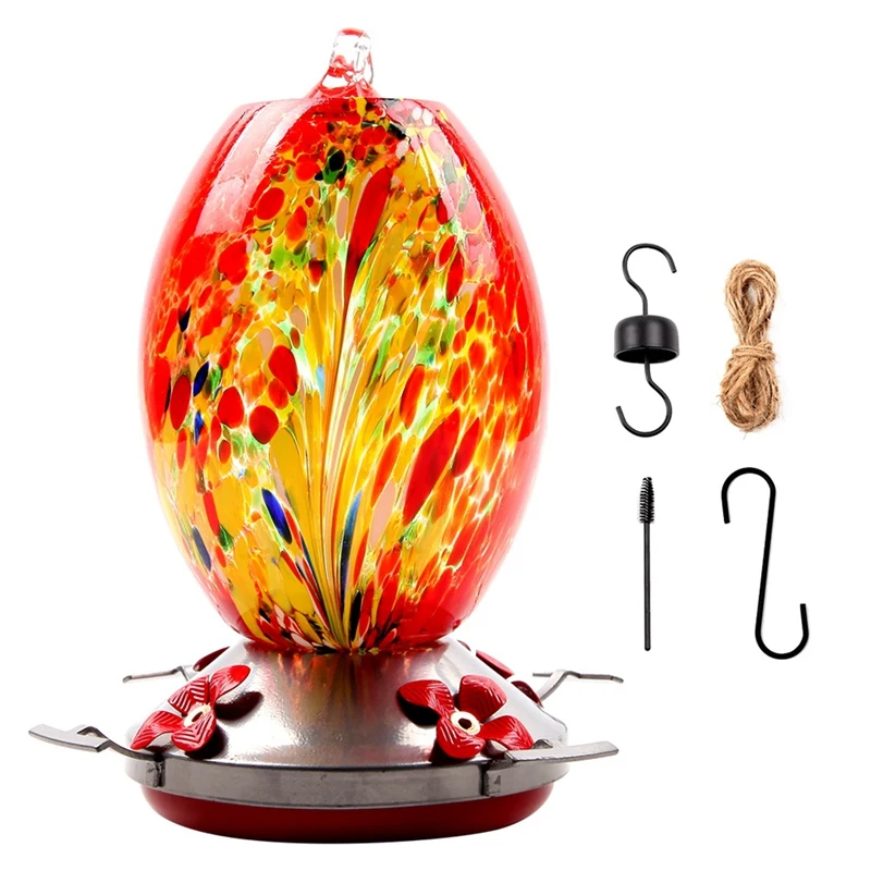 

Colorful Bird Food Feeder Hand Blown Glass Feeder Drinker Water Feeding Bowl for Yard Outdoor Parrot Accessories