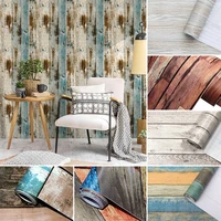 retro pvc wood plank self adhesive wall stickers wallpaper waterproof removable 3d faux wood grain