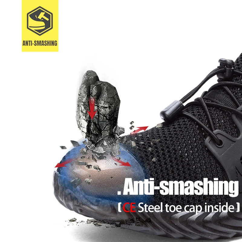 LARNMERN Men's Work Safety Shoes Steel Toe Lightweight Breathable Anti-smashing Non-slip Construction Protective Footwear | Обувь