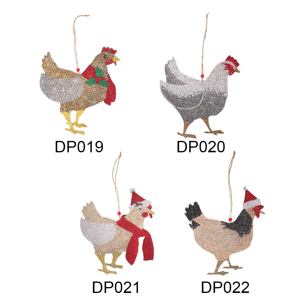 DIY Diamond Painting Chicken Pendant Christmas Tree Ornaments Hanging Yard Garden Art for Courtyard Holiday Xmas Home Party Deco | Дом и сад