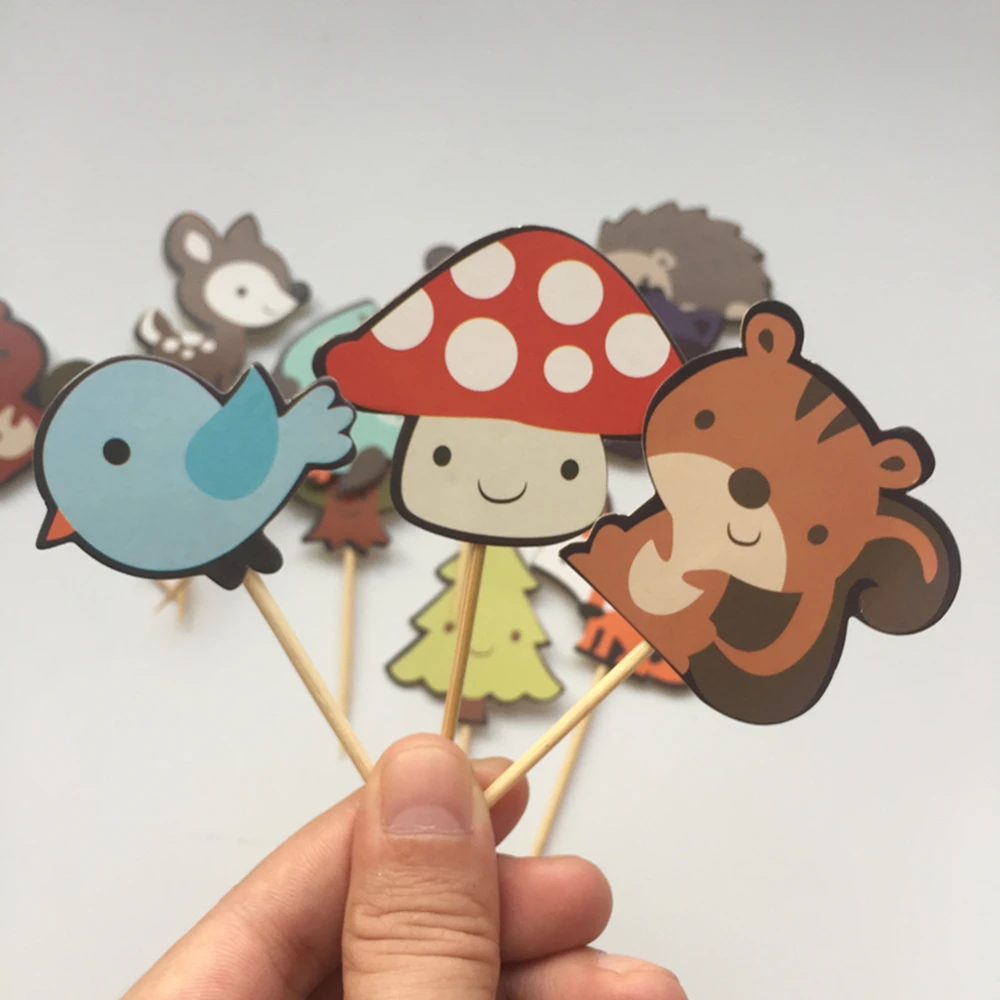 24 шт. фигурки для тортов в лесу животное джунглях кекс украшения детского дня