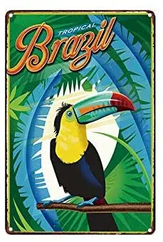 

Vintage Retro Metal Tin Sign Tropical Brazil Home Bar Kitchen Wall Decor Sign 12X8Inch