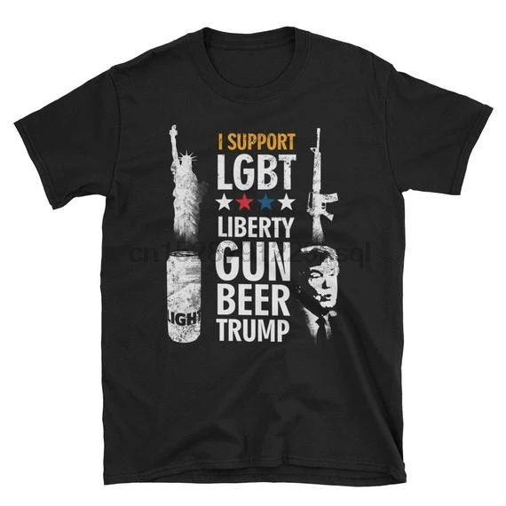 Liberty guns Beer Trump забавные пародия Lgbt подарки с коротким рукавом унисекс распродажа